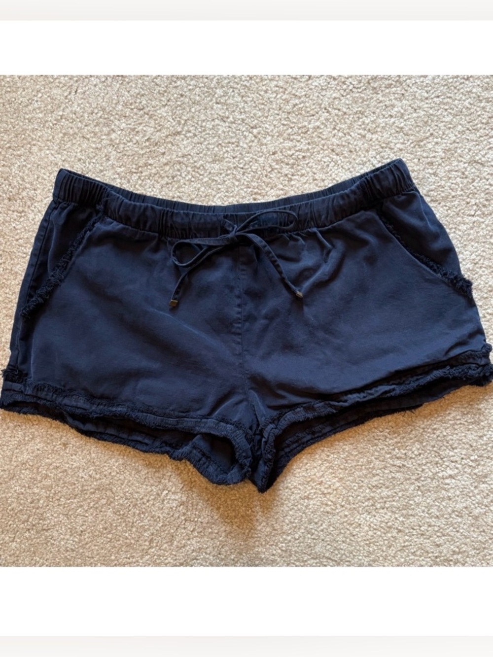 Young, Free and Broke (YFB), Navy Blue Arrow Shorts, Frayed Hem, Size M
